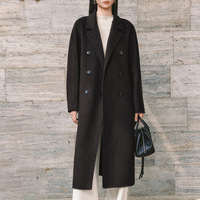 Manteau en laine double face pour femme, style automne-hiver, chaud et épais, coupe courte, avec fermeture boutonnée, design élégant et polyvalent