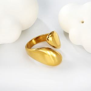 Bague géométrique minimaliste en acier inoxydable plaqué or 18 carats, cercle irrégulier lisse, grande taille, bijoux pour femmes, résistante à l'eau - Product Image 5