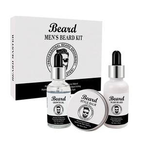 Kit de coiffure pour la barbe pour hommes, de haute qualité, OEM, 3 pièces, soin biologique, <span class=keywords><strong>coffret</strong></span> cadeau, croissance - Product Image 1