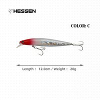 Leurres de pêche flottants ABS colorés pour eau douce et eau salée avec hameçon 20g 120mm, leurres durs type Minnow pour la pêche au bar