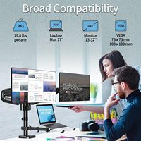 Support d'ordinateur portable et de moniteur Support de bureau réglable pour moniteur Ressort à gaz Double moniteur et bras de montage pour ordinateur portable