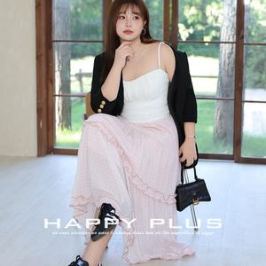 Falda Midi con Volantes Happy Plus para Mujer, Cintura Elástica, Chifón con Puntos, Color Rosa Lotus, Talla Grande, Ropa Casual de Otoño - Product Image 2