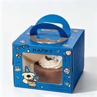 Emballage cadeau pour les fêtes, emballage pour desserts, boîte à gâteau d'anniversaire, boîte à pâtisserie avec fenêtre transparente en PET, poignée portable, impression de logo personnalisée
