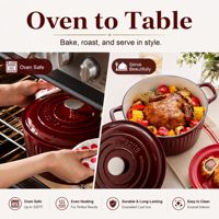Smartpan 5.5QT avec couvercle et maniques en coton, cocotte en fonte émaillée, compatible four et induction