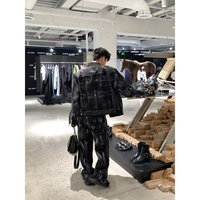Ensemble Denim Cargo Denim à Enduit Ciré pour Homme 2 Pièces Veste et Pantalon en Denim Personnalisé en Usine Détresse