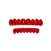 8 Dientes de cobre chapados en oro rojo, estilo Grillz, brillantes, para hombres y mujeres, decoración bucal para escenario de rap, venta al por mayor