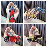 Porte-clés miniatures de véhicules : voitures de tir, véhicules tout-terrain, camions de pompiers, vélos, motos, modèles réduits, pendentifs, pour cadeau