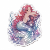 Autocollants personnalisés sirène anime, impression UV en relief, découpe, gaufrage, vernis 3D, vinyle PVC texturé, autocollants créatures fantastiques