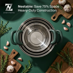 Batterie de cuisine 4 pièces en acier inoxydable poli miroir, avec poignées anti-chaleur, pour cuisinière à induction – Vente Flash - Product Image 1