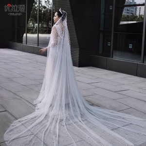 S5114F Voiles de mariée cathédrale de luxe neufs, de haute qualité, très demandés, robustes, ornés de perles et de traînes - Product Image 4