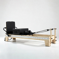 Machine de Pilates Reformer en Chêne Réglable, Équipement de Gymnastique Durable à Rail Complet, Portable pour Studio à Domicile, Entraînement Complet du Corps