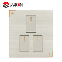 Interrupteur intelligent unidirectionnel durable à bas prix, 3 boutons tactiles, courant maximal de 10 A, 250 V, matériau PC, marque JUBEN