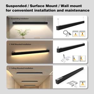 Luminaire linéaire architectural LED noir de 4 pieds, en aluminium, 3CCT, luminaire suspendu pour atelier, auto, bureau, magasin - Dimmable - Product Image 3