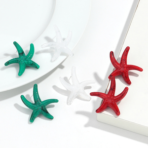 Accessoires de vacances 2025 été mer plage bijoux turquoise vert boucles d'oreilles amusant acrylique surdimensionné étoile de mer boucles d'oreilles - Product Image 5