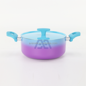 Juego de utensilios de Cocina de Inducción AXA <span class=keywords><strong>Kitchen</strong></span> <span class=keywords><strong>Academy</strong></span>-Juego de sartenes de cocina martillado azul de 3 piezas, juego de ollas y sartenes antiadherentes de granito - Product Image 4