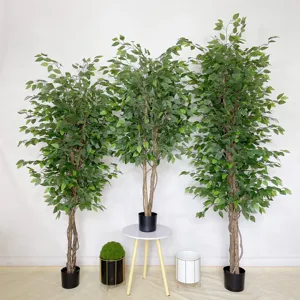 6ft artificiale albero di Ficus alta pianta finta con foglie realistiche vaso di plastica per pianta finta per soggiorno camera da letto balcone angolo