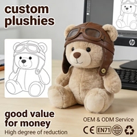 Peluche personnalisée en forme de casque de pilote vintage, animal en peluche, peluches personnalisées OEM & ODM