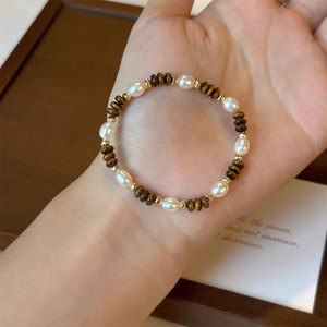 Pulseras y brazaletes de moda de acero inoxidable 316L de alta calidad, chapados en oro de 14k y 18k, con cuentas de ojo de tigre y perlas para mujer. - Product Image 3