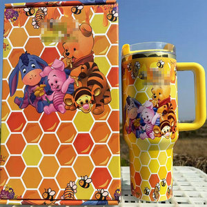 American Style Cute Handle Cup Vacuum Thermos 40oz <b>Large</b> Capacity Car Water Tumbler with Straw Portable Outdoor Travel Mug - Product Image 1