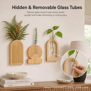 Wooden <b>Wall</b> Mounted <b>Display</b> Rack Geometric Shape Minimalist Home Decor Dried Flower Holder <b>Wall</b> Decoration - Product Image 4