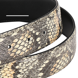 Cinturón de Cuero Genuino con Patrón de Serpiente para Hombre, Hebilla Metálica Vintage, Estilo Casual y Formal - Product Image 2