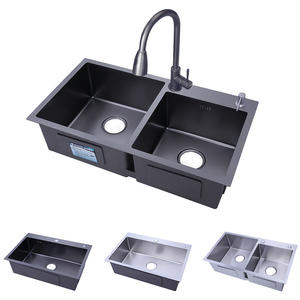 อ่างล้างจานสเตนเลสขัดเงาแบบสองหลุมทรงสี่เหลี่ยม ผลิตด้วยมือ หนา 3.0 มม. รับประกัน 5 ปี ดีไซน์ทันสมัย ขายดี - Product Image 3