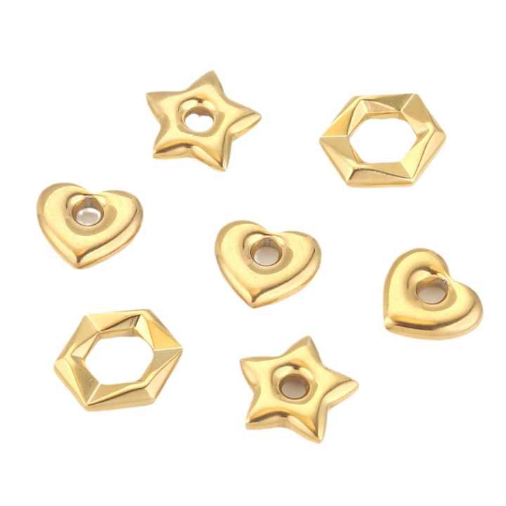 Decorative Beads For Jewelry 2026.2026 Stainless Steel Round Square Triangle Beads 3.5mm Big Hole Heart ...