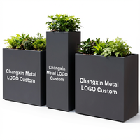 Jardinière en métal illuminée avec lumière LED, pot de fleurs en acier inoxydable pour boîte de nuit, bar, terrasse