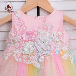 2020 Summer Baby Embroidered Clothes <strong>Rainbow</strong> Sleeveless Party Wear Applique Kid Children Birthday <strong>Girl</strong> <strong>Dress</strong> - Product Image 2