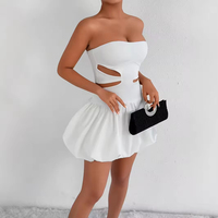 Novedad de Primavera, Top Corto sin Mangas con Aberturas, Sexy y a la Moda, Ajustado, con Hombros Descubiertos, Falda Tipo Tubo