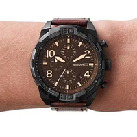 Jam Tangan Pria Quartz Terlaris Dial Arab Besar Tali Kulit Tampilan Tanggal Fashion Tahan Air Kronograf Relojes
