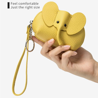 Dompet koin lucu kartun hewan kulit sapi PU dompet gajah kulit asli dompet koin Mini dompet koin kulit