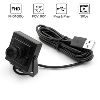 Mini Cámara Web USB de 36*36MM, 1080p Full HD, 30fps, CMOS, Gran Angular de 100 Grados, para Cajeros Automáticos y Pruebas Industriales