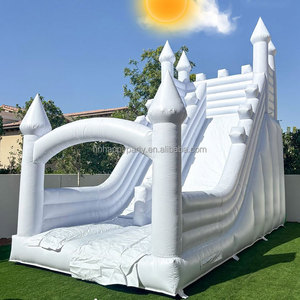 Glissière d'eau blanche gonflable sautant le château plein d'entrain glisse la glissière sèche gonflable pour le toboggan gonflable commercial de piscine - Product Image 1