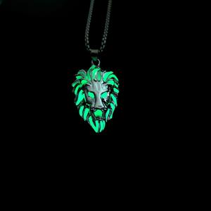 2022 New Halloween Luminous <strong>Lion</strong> Head Animal <strong>Pendant</strong> Necklaces Glow in the Dark Creative Hip Hop Stainless Steel Necklace - Product Image 4