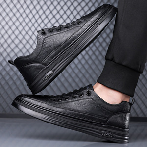 Zapatillas Blancas con Cordones, Punta Redonda, Parte Superior de PU, Suela de Goma Antideslizante, con Logotipo en la Lengüeta, para Hombre, Casuales, Color Sólido - Product Image 3