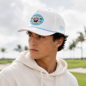 Casquette de golf 5 panneaux avec logo brodé personnalisé, patch en cuir silicone, haute qualité, faible MOQ, visière incurvée, séchage rapide, durable, pour hommes - Product Image 5
