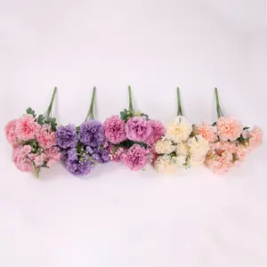 Factory Wholesale Amazon Hot Sell Mothers Day 10 Head Korea Carnation Artificial Flower Wedding Decor Centerpiece High Quality