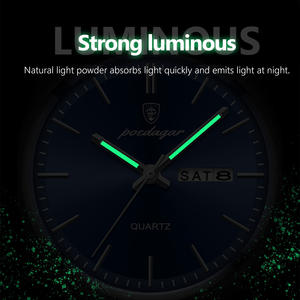 Poedagar vendita calda Casual in pelle orologio di lusso impermeabile luminoso orologio al quarzo per gli uomini - Product Image 6