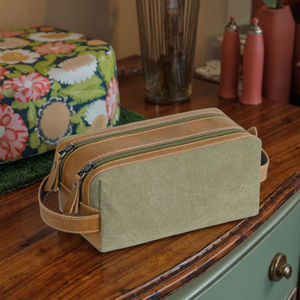 Neceser de Viaje para Hombre, Bolsa de Aseo Plegable de Lona, Bolsa de Maquillaje Portátil Colgante con Asa - Product Image 1