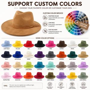 Custom Wide Brim Fedora Women Faux Suede Rancher Fashion Western Boho <b>Hat</b> With Logo - Product Image 6