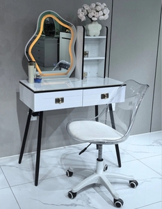 Simple Bedroom Furniture <b>Dressing</b> <b>Table</b> Set With LED Light <b>Mirror</b> Drawer Storage Makeup <b>Vanity</b> Desk With Stool - Product Image 5