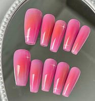 Lot de 10 faux ongles à presser faits main, forme ballerine/cercueil, en PMMA, peints à la main, personnalisables, de luxe, magnifiques, les plus vendus, vente en gros
