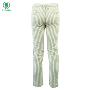 Pantaloni da uomo in <span class=keywords><strong>lino</strong></span> <span class=keywords><strong>a</strong></span> <span class=keywords><strong>righe</strong></span> verticali con elastico in vita e coulisse, gamba dritta, casual estivi - Product Image 2