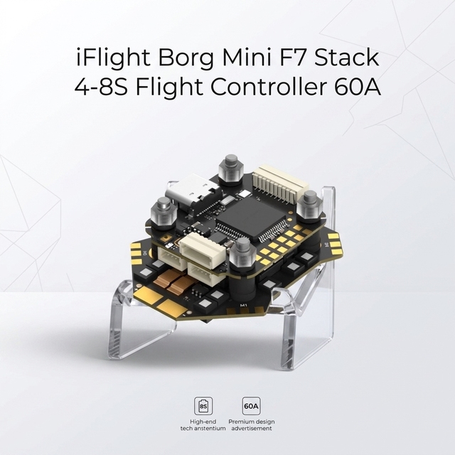 IFlight Borg Mini F7 Stack 4-8S Flight Controller 60A Brushless ESC Built-in ELRS 2.4G 20x20 FPV Fly Tower for RC Drone