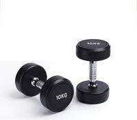 Grosir disesuaikan Logo hitam bulat TPU CPU PU Dumbbell untuk Gym angkat berat karet Dumbbell