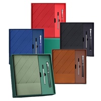 Carnet A5 personnalisé de haute qualité avec logo, ensemble de papeterie en cuir PU, coffret cadeau promotionnel pour entreprise avec stylo, pour le bureau et l'école