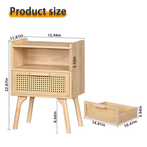 Tiroirs de table d'appoint bohème <span class=keywords><strong>étagère</strong></span>s ouvertes support de lit de chevet <span class=keywords><strong>avec</strong></span> pieds en bois massif décor à la maison pour chambre dortoir petits espaces - Product Image 6