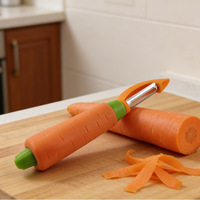 Multifunctionele handmatige fruit- en groenteschiller, wortelvormig, roestvrij staal 420J2, 1 mes, duurzaam, makkelijk schoon te maken, draagbaar gereedschap