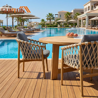 Meubles de jardin contemporains en rotin écologiques, table et chaises de café en aluminium pour l'extérieur, patio, plage, hôtel, villa, cour, salle à manger